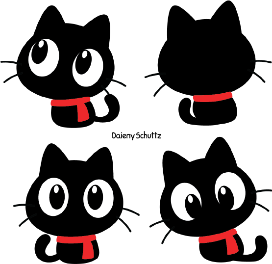 Pin By - Chibi Cat Silhouette (600x583)