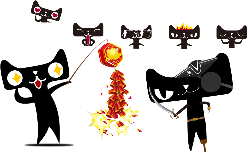 Cartoon Black Cat Firecrackers - Firecracker (1500x1000)
