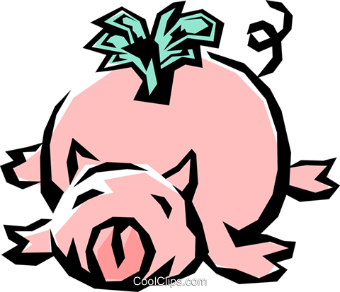 Piggy Bank Royalty Free Vector Clip Art Illustration - Pig Clip Art (480x413)