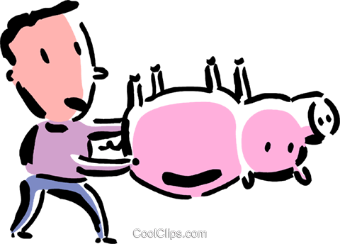 Man Emptying His Piggy Bank Royalty Free Vector Clip - Man Emptying His Piggy Bank Royalty Free Vector Clip (480x344)