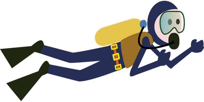 Cartoon Sport Pictures - Cartoon Scuba Diver Greeting Card (680x340)