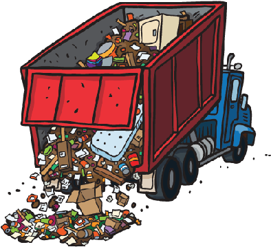 Red Clipart Dump Truck - Dump Truck With Trash (432x399)