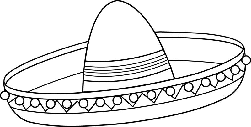 Medium Image - Sombrero Coloring Page (800x406)