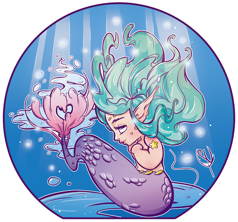 Cute Mermaid By Seleyes - Cartoon (800x747)