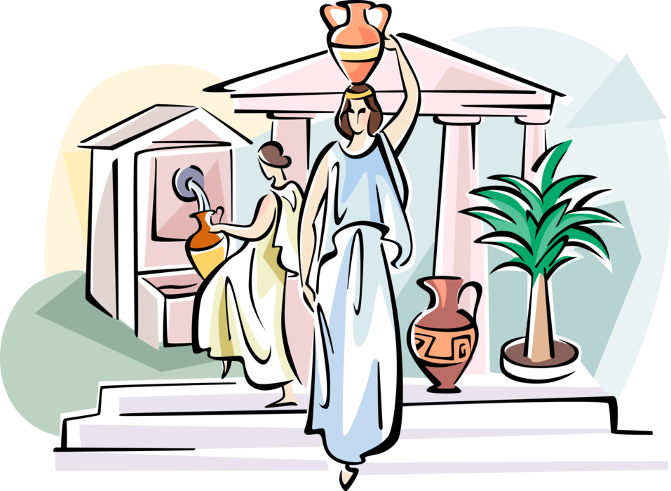 Vector Illustration Of Women In Ancient Greece Carry - Vector Illustration Of Women In Ancient Greece Carry (957x700)