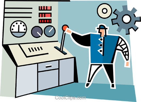 Homem Parado Em Um Posto De Trabalho Livre De Direitos - Cartoon (480x346)