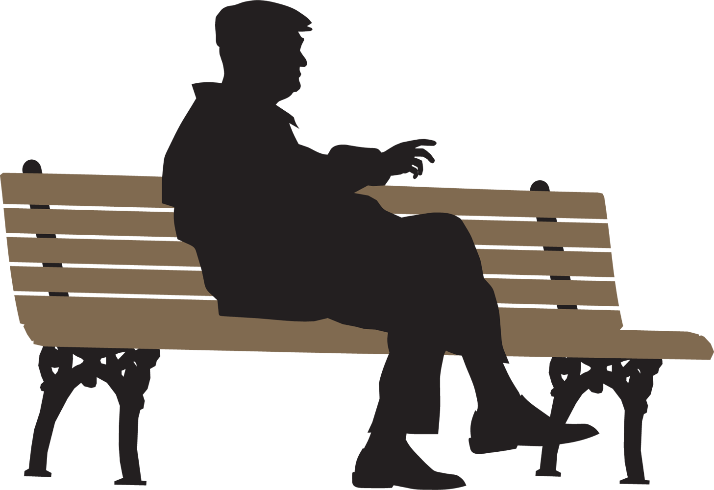 Sitting Silhouette Royalty-free Clip Art - Man Sitting On Bench.