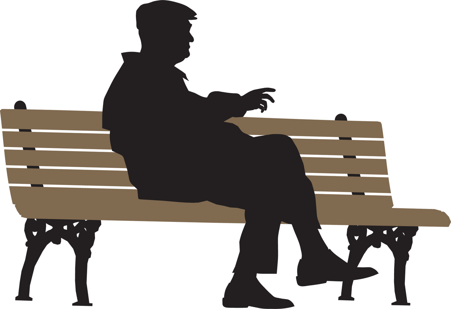 Sitting Silhouette Royalty-free Clip Art - Man Sitting On Bench (1457x1000)