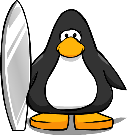Silver Surfboard Pc - Club Penguin Surfboard (427x454)