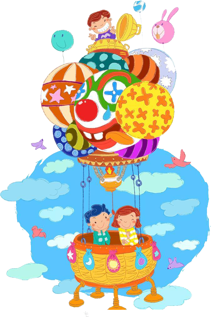 Cartoon Balloon Child Illustration - 熱 氣球 卡通 (800x1216)