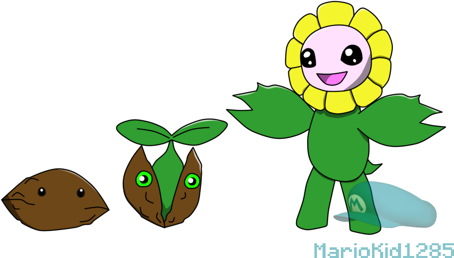 Digimon Ocs Seed, Sprout, And Floweymon By Mariokid1285 - Cartoon (1252x638)