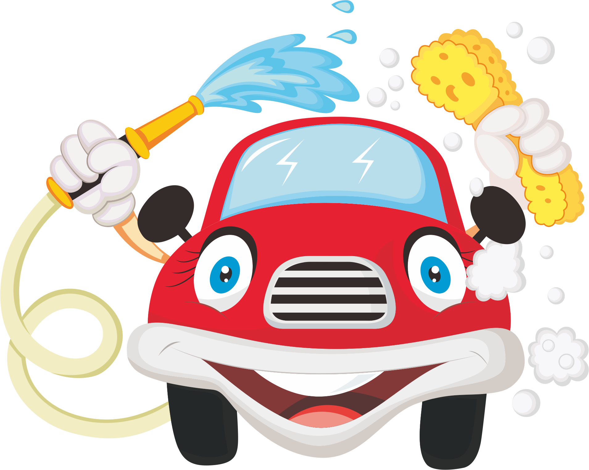 Car Wash Cartoon - Car Care Vector (1909x1523)