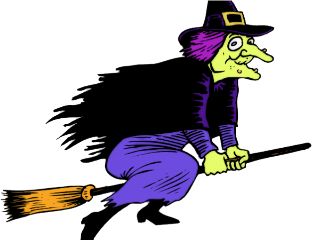 Witch Cliparts - Witch Flying On Broom (640x480)