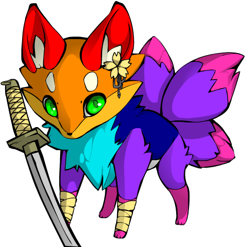 Rainbow Fox - Kawaii Rainbow Fox (600x550)