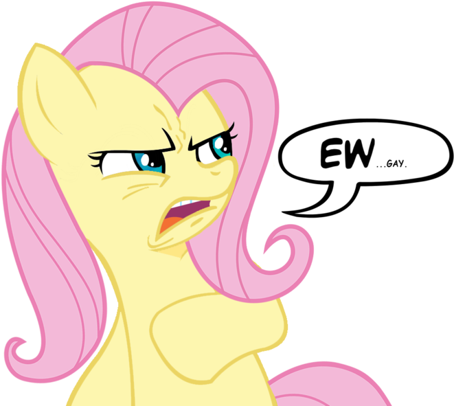 Disgusted, Ew Gay, Fluttershy, Looking At Something, - Cartoon (679x600)
