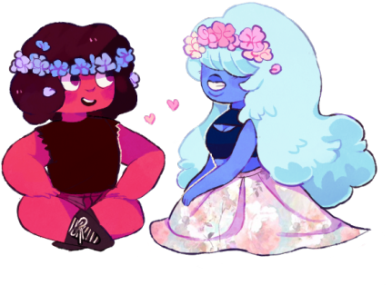 Illustration My Art Flowers Ruby Sapphire Flower Crown - Ruby And Sapphire Art (500x340)