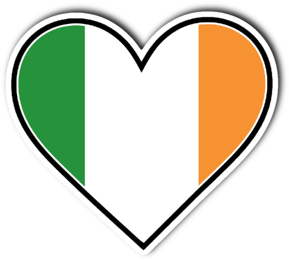 Irish Flag Heart Vinyl Die Cut Sticker - Italian Flag Heart Png (600x600)