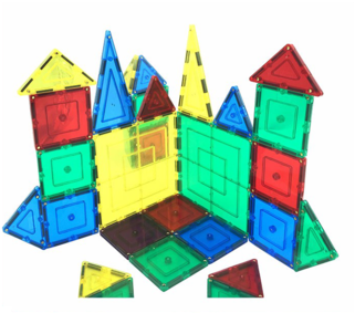 100 Pcs Magnetic Blocks Building Tile , Magnetic Tile - Construction Set Toy (347x350)