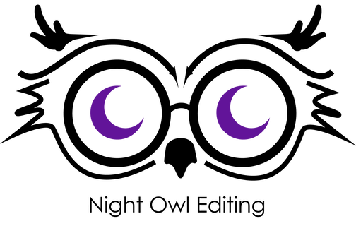 Owl With Moons In Glasses Logo For Night Owl Editing - Night Owl Editing (504x337)