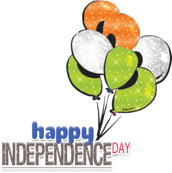 Happy Independence Day Wish With Tri Colour Balloons - 15 August Independence Day (400x387)