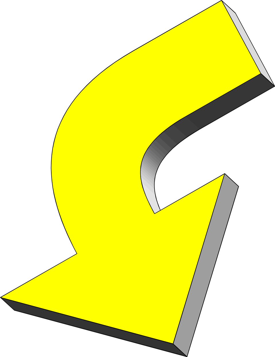 Yellow Curvey Arrow Png (958x1242)