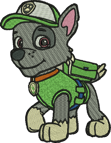 Rocky Paw Patrol Embroidery Designs Cartoon Character - Rocky Off Paw Patrol (387x498)
