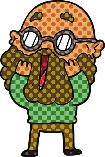 Cartoon Amazed Man With Beard - Cartoon Amazed Man With Beard (368x550)