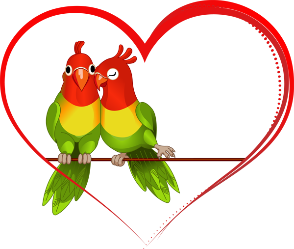 Love Heart Birds Red Ftestickers Happyvalentinesday - Love Birds Images Png (600x507)