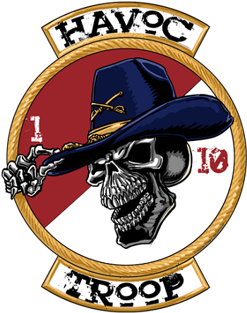 Hht 1-10 Cav Havoc Troop Shirt - Us Army Cavalry Scout Logo (391x450)