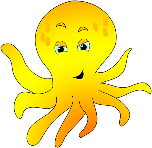 Octopus Cartoon - Yellow Octopus Clipart (554x531)