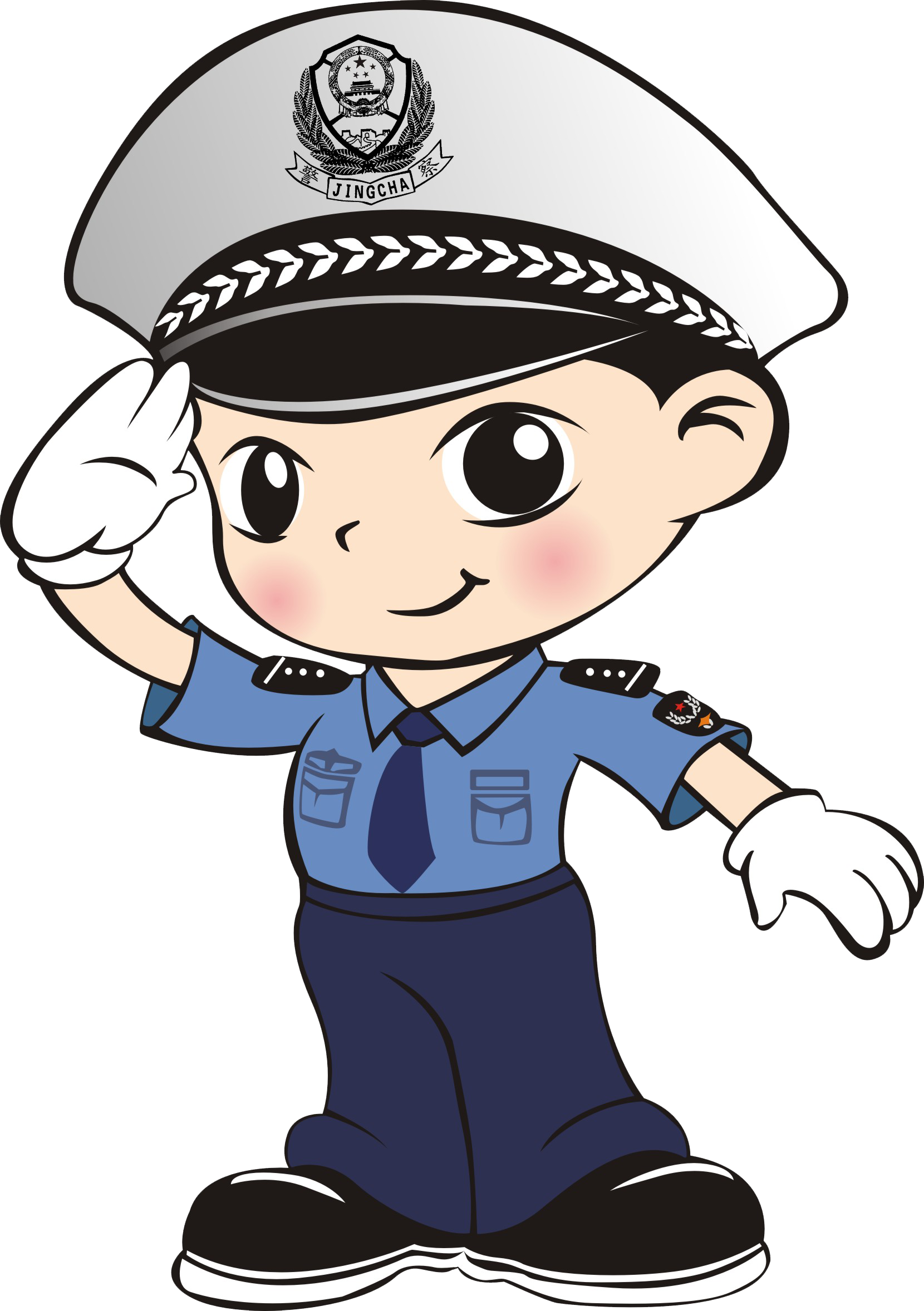 手绘卡通q版警察 - Police Salute Clip Art (1660x2356)