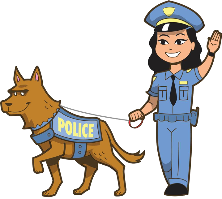 卡通女警察和警犬 - Female Police Officer Clipart (800x800)