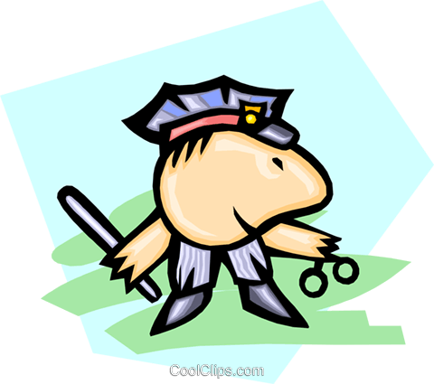 卡通警察免版税矢量剪贴画插图 - Cartoon Policeman (480x425)