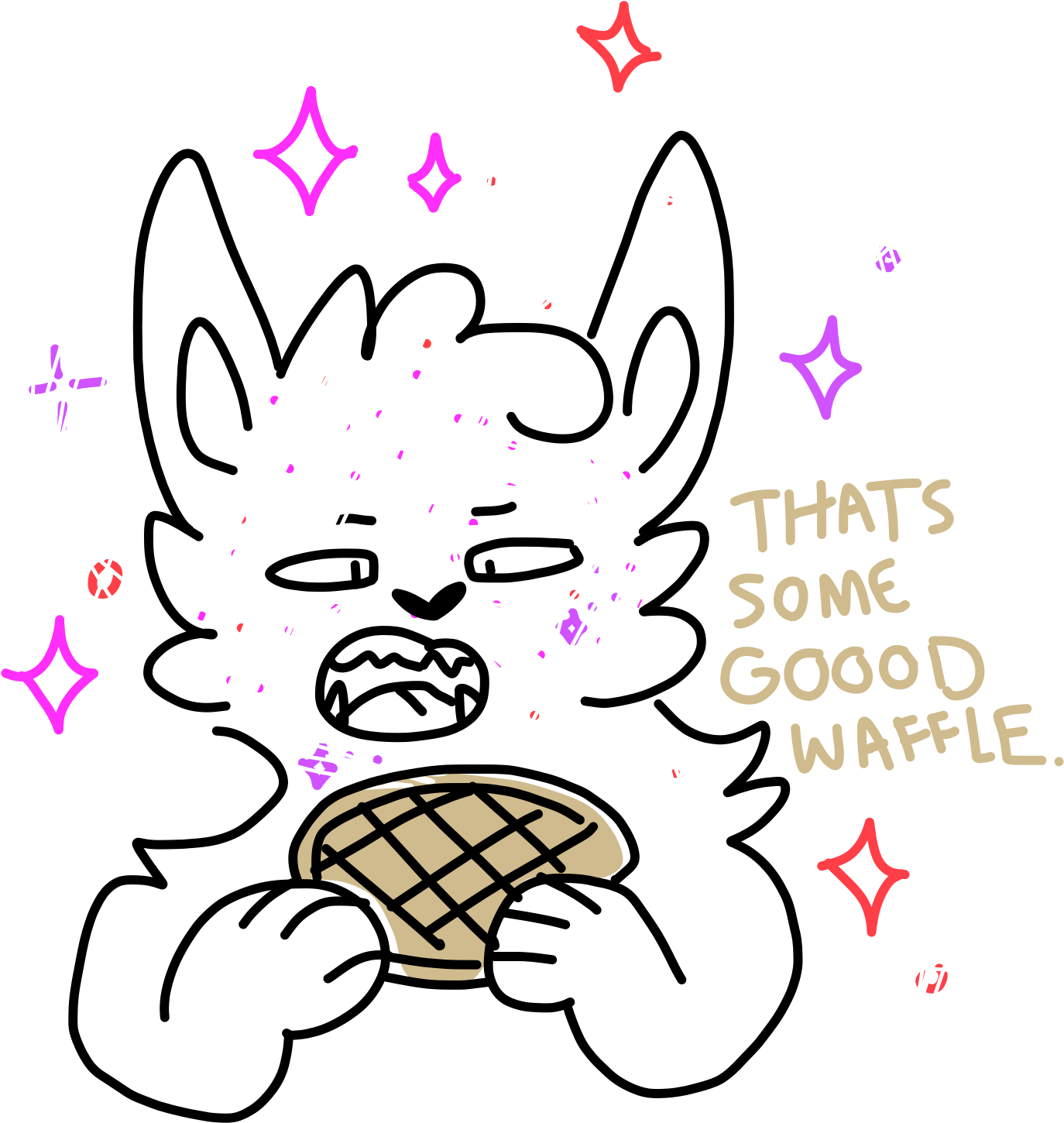 Sparkle Cat Eating A Waffle For @meowmeowmewpurr Please - Cartoon (1536x2048)