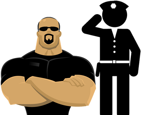 Body Guards / Security Guards - Security Guard Silhouette Png (482x387)