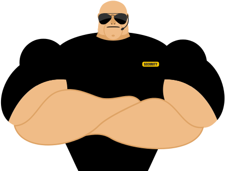 Strong Athletic Man In Black Clothes - Clip Art Security Guard (550x407)