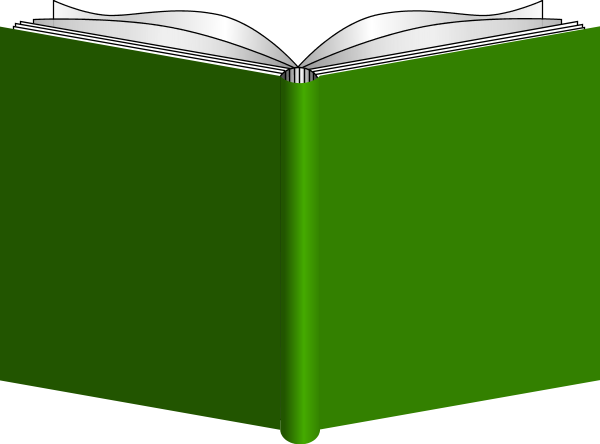 Book Clipart Green - Open Book Back Clip Art (600x444)