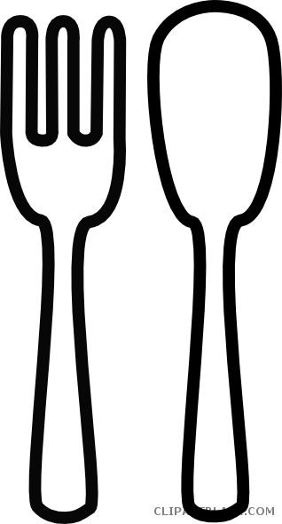 Spoon Outline Tools Free Black White Clipart Images - Fork And Spoon Clip Art (318x591)