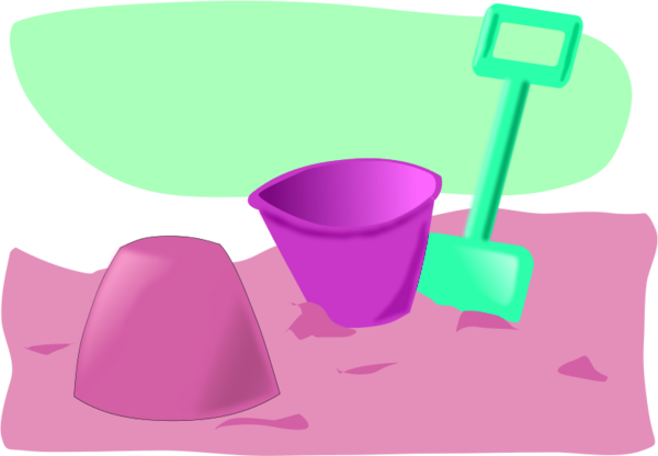 Large Sand Castle Clipart - Cartoon Bucket And Spade (600x416)