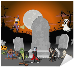 Autocolante Pixerstick Halloween Cemetery With Tombs - Los Misteriosos Ninos Viajeros Del Tiempo [book] (400x400)