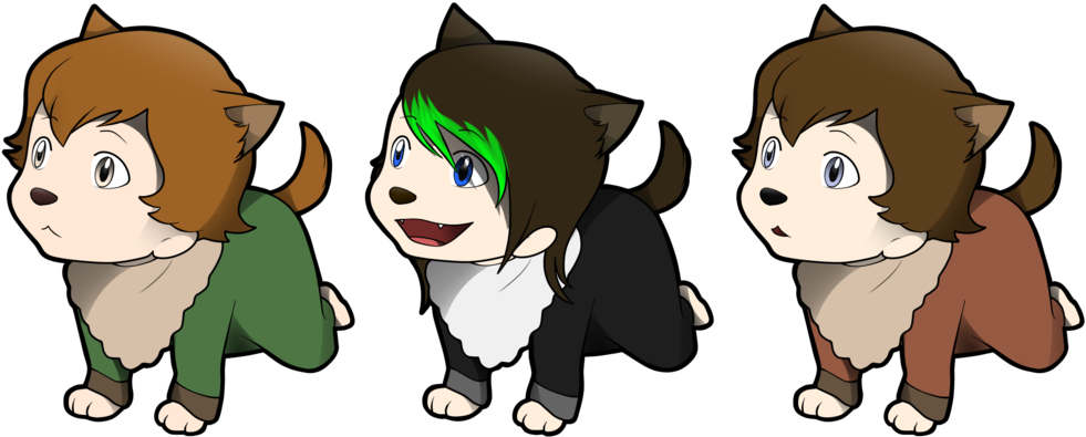 Linny's Wolf Children By Xzethanyx - Cartoon (1024x404)