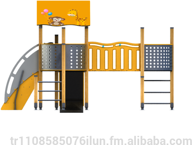 Wooden Playground With Rope Climbing - Playground (1000x750)
