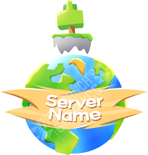 Skyblock Planet Server Logo Template - Banner Server Minecraft Template (534x553)