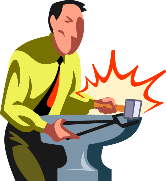 Vector Illustration Of Businessman Blacksmith Forges - Cartoon (644x700)