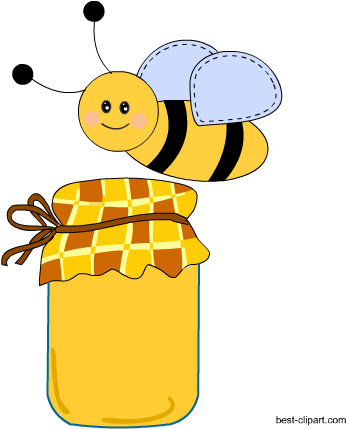 Free Bee With Honey Jar Clipart - Bee (450x450)