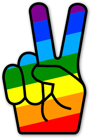 Rainbow Peace Fingers Sticker - Clip Art (404x600)