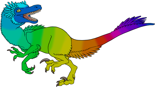 Velociraptor-rainbow - Illustration (620x390)