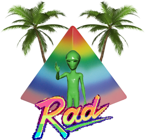 Aesthetic Vaporwave Alien Rad Tumblr Overlay Sticker - Rad Vhs Stickers (500x500)