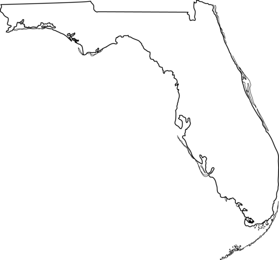 Florida Starfish Clip Art Clipart Image - Black And White Florida Map Png (550x511)