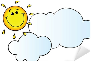 Smiling Sun Behind Cloud Cartoon Character Sticker - Smiley (400x400)